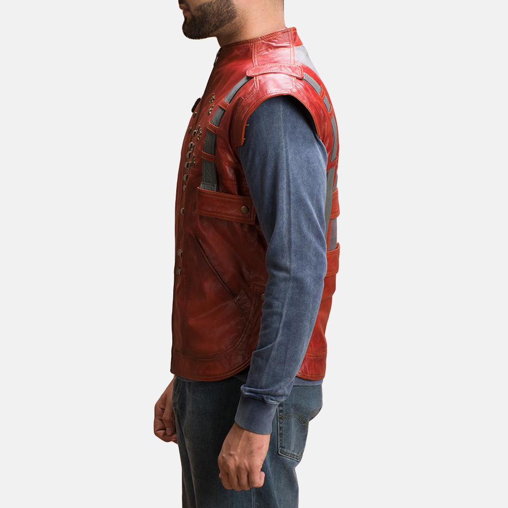 Mens Mars Maroon Leather Vest